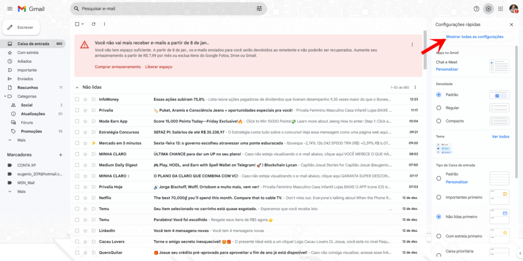 limpar gmail